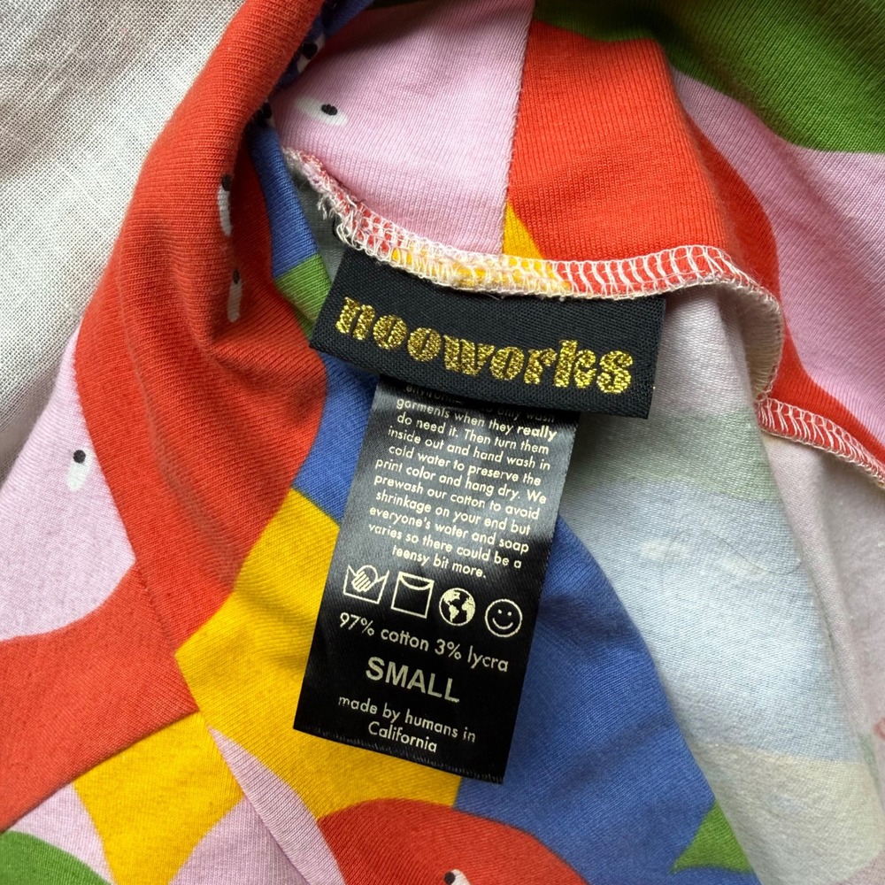 NOOWORKS multicolor rainbow cotton Lycra knit printed pull on midi skirt - Picture 6 of 6